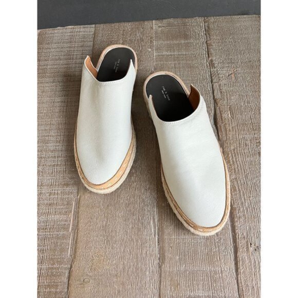 Rag & bone cream leather espadrille slides size 38 - Picture 3 of 9